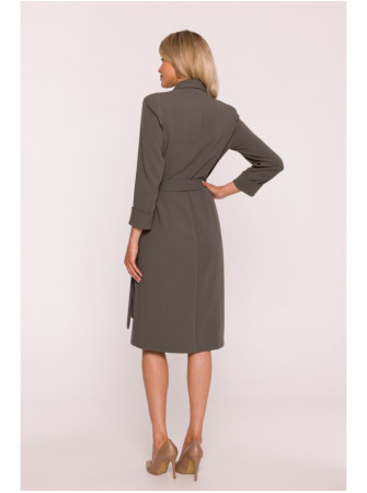 S415 Marškininė suknelė su juosmens dirželiu - chaki