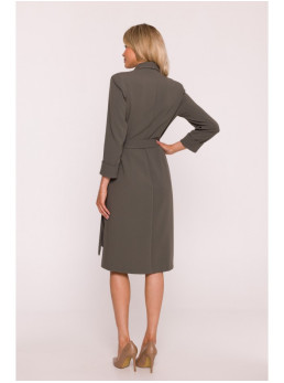 S415 Marškininė suknelė su juosmens dirželiu - chaki