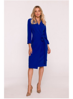 S415 Marškininė suknelė su juosmens dirželiu - karališka mėlyna