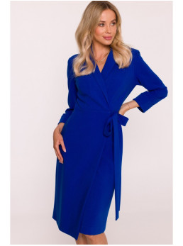 S415 Marškininė suknelė su juosmens dirželiu - karališka mėlyna