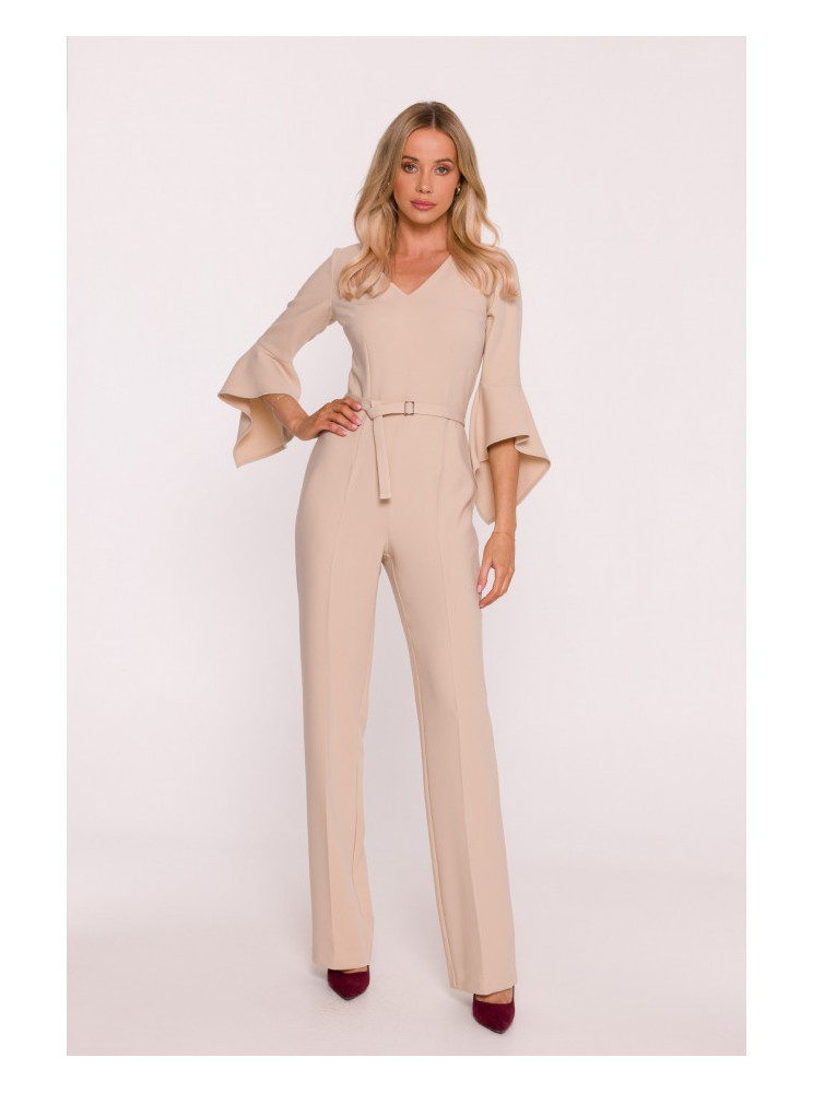 S416 Kombinezonas su raukiniais rankovėmis - smėlio