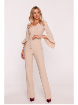 S416 Kombinezonas su raukiniais rankovėmis - smėlio