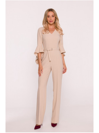 S416 Kombinezonas su raukiniais rankovėmis - smėlio