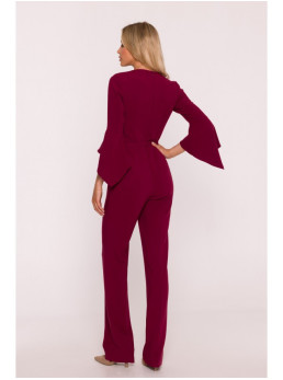 S416 Kombinezonas su raukiniais rankovėmis - kaštoninė