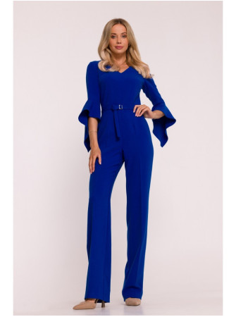S416 Kombinezonas su raukiniais rankovėmis - karališka mėlyna