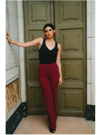 S418 Klasikinio kirpimo kelnės - kaštoninė