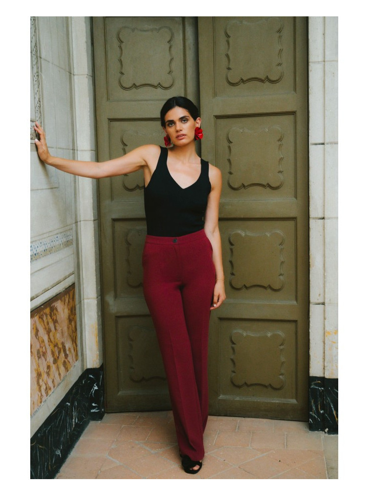 S418 Klasikinio kirpimo kelnės - kaštoninė