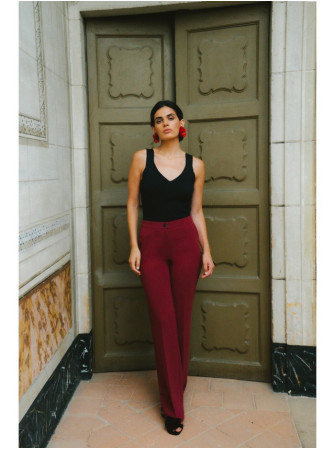 S418 Klasikinio kirpimo kelnės - kaštoninė