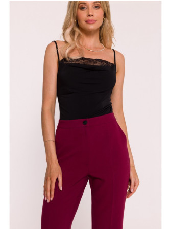 S418 Klasikinio kirpimo kelnės - kaštoninė