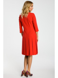 M336 Drop waist dress with pleats - red