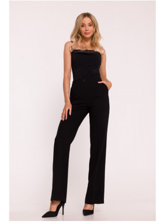 S418 Klasikinio kirpimo kelnės - juoda