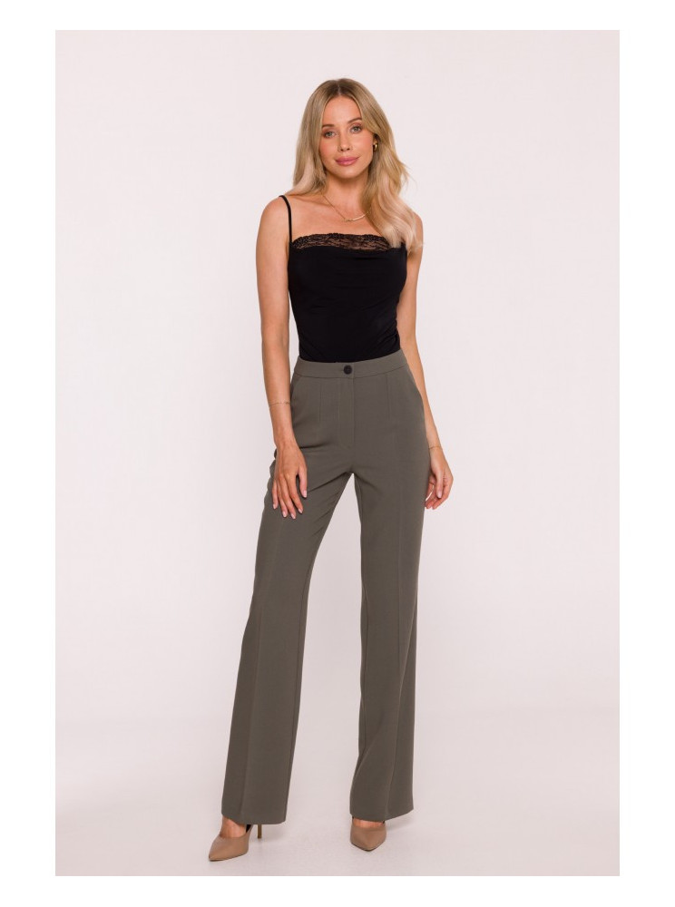 S418 Chaki spalvos klasikinio kirpimo kelnės - chaki