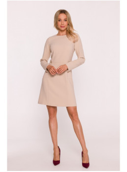 S419 Sukinė su dekoratyvinėmis sagomis ties juosmeniu - smėlio