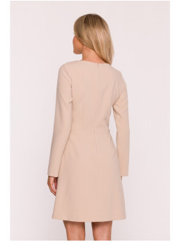 S419 Sukinė su dekoratyvinėmis sagomis ties juosmeniu - smėlio