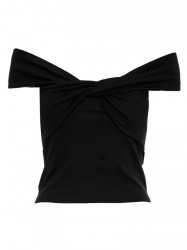 M680 Sleeveless top with knotted neckline - black