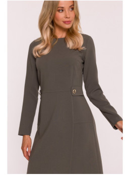 S419 Sukurknelė su dekoratyvinėmis sagomis liemens srityje - chaki