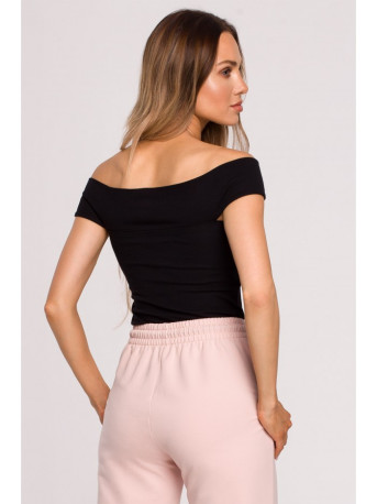 M680 Sleeveless top with knotted neckline - black