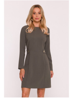 S419 Sukurknelė su dekoratyvinėmis sagomis liemens srityje - chaki