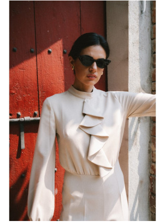 S420 Smėlinis kombinezonas su raukiniu - smėlio