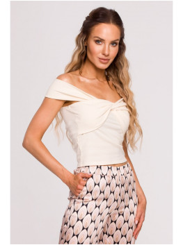 M680 Sleeveless top with knotted neckline - cream