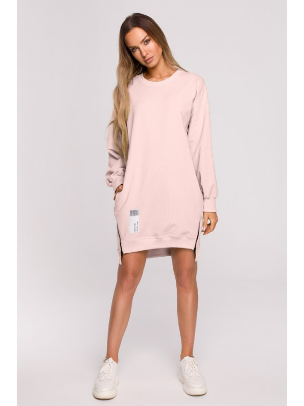 M676 Pullover tunic with zippers - candy pink