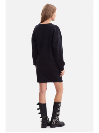 B298 Megzta suknelė su klostėmis šone - juoda