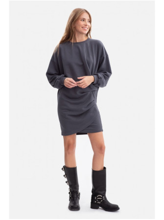 B298 Megzta suknelė su klostėmis šone - steel