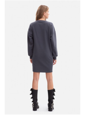 B298 Megzta suknelė su klostėmis šone - steel