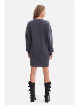 B298 Megzta suknelė su klostėmis šone - steel