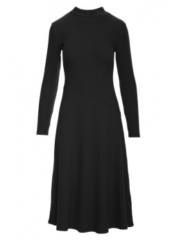 B299 Midi suknelė su asimetrišku liemeniu - juoda