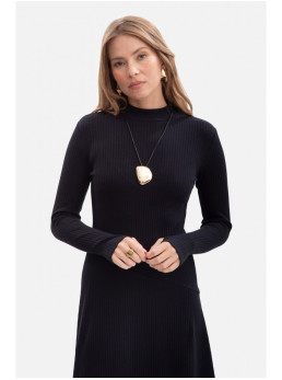 B299 Midi suknelė su asimetrišku liemeniu - juoda