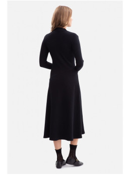 B299 Midi suknelė su asimetrišku liemeniu - juoda
