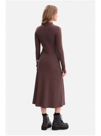 B299 Midi suknelė su asimetrišku liemeniu - ruda