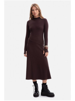 B299 Midi suknelė su asimetrišku liemeniu - dark chocolate