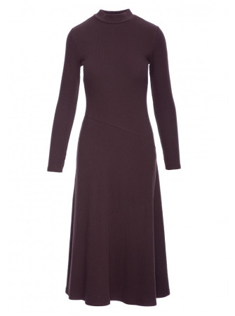 B299 Midi suknelė su asimetrišku liemeniu - dark chocolate