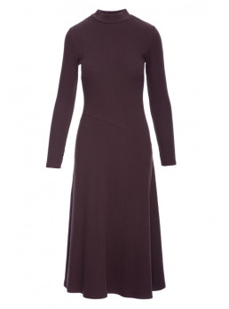 B299 Midi suknelė su asimetrišku liemeniu - dark chocolate