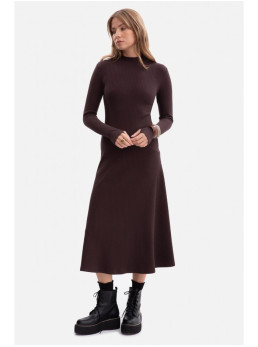 B299 Midi suknelė su asimetrišku liemeniu - dark chocolate