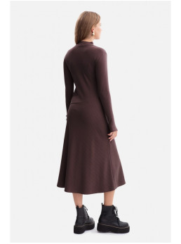 B299 Midi suknelė su asimetrišku liemeniu - dark chocolate