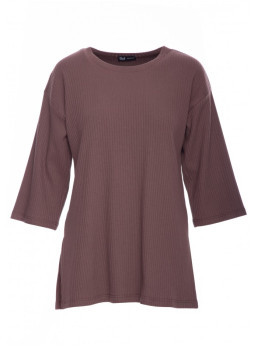 B301 Riešutinės spalvos trikotažinis viršus - ruda