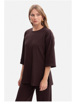 B301 Riešutinės tekstūros palaidinė - dark chocolate