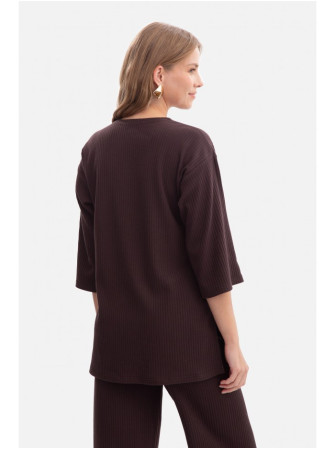 B301 Riešutinės tekstūros palaidinė - dark chocolate