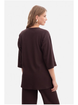 B301 Riešutinės tekstūros palaidinė - dark chocolate