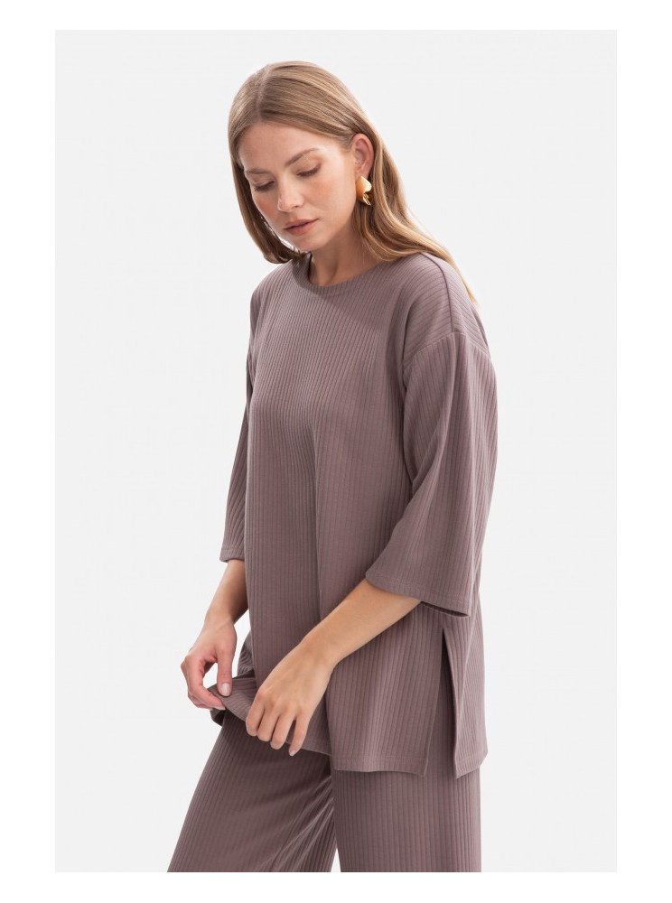 B301 Riešutinės spalvos ribotas megztinis - cocoa