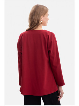 B304 Megztas palaidinės tipo megztinis V formos iškirpte - kaštoninė