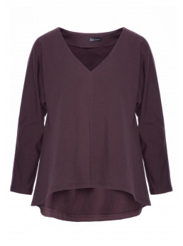 B304 Megztinis su V formos iškirpte - dark chocolate