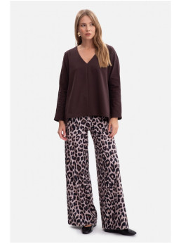 B304 Megztinis su V formos iškirpte - dark chocolate