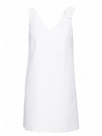 K128 Plain A-line dress with a bow - ecru