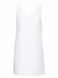 K128 Plain A-line dress with a bow - ecru
