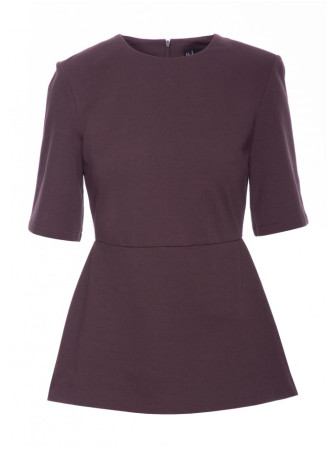 B305 Megztas peplum stiliaus viršus - dark chocolate