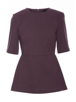 B305 Megztas peplum stiliaus viršus - dark chocolate